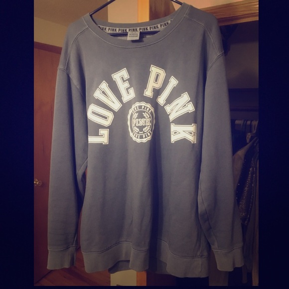 PINK Tops - Love Pink Blue Crew Neck Sweatshirt PINK Tops - Love Pink Blue Crew Neck Sweatshirt